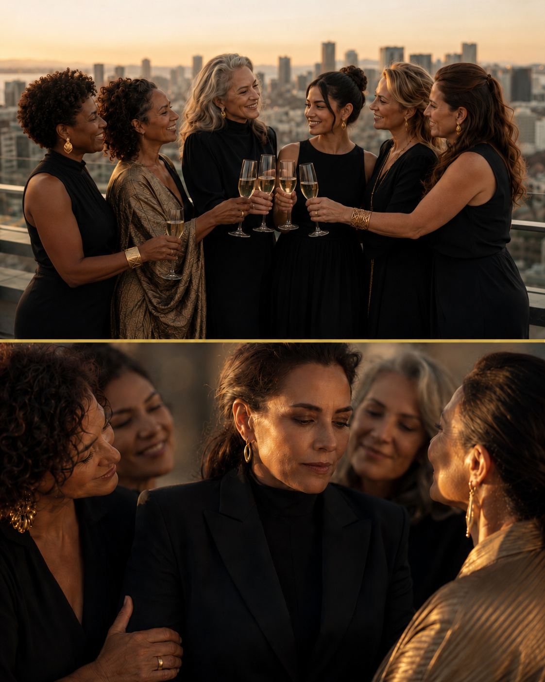 Mulheres reunidas em ambiente social de alto nível